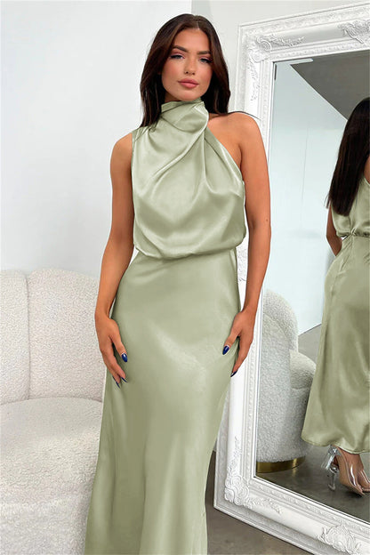 Wedding Guest Dress – Chic Satin Halter