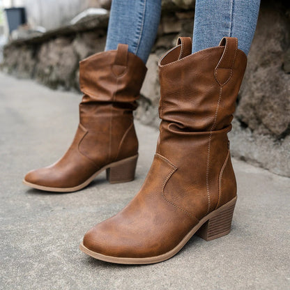 Samantha | Women's Winter Cowboy-Style Heeled Boots for Chic Occasions