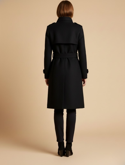 Mid-Length Women's Coat with Classic Collar for Any Occasion