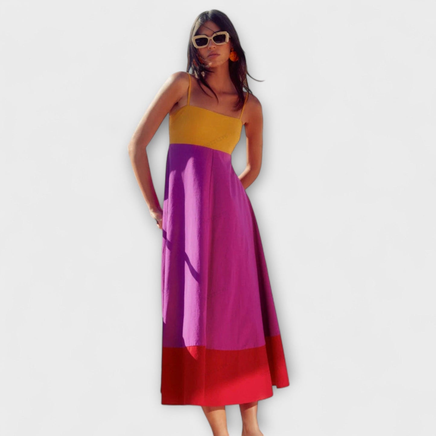 Chic Color Block Spaghetti Strap Dress for Any Occasion