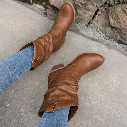 Samantha | Women's Winter Cowboy-Style Heeled Boots for Chic Occasions