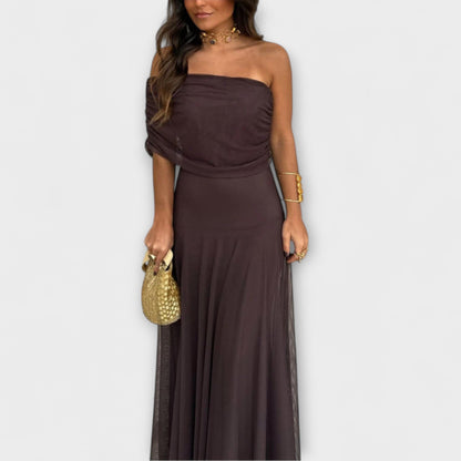 Toledo One-Shoulder Mesh Maxi Dress for Summer Events