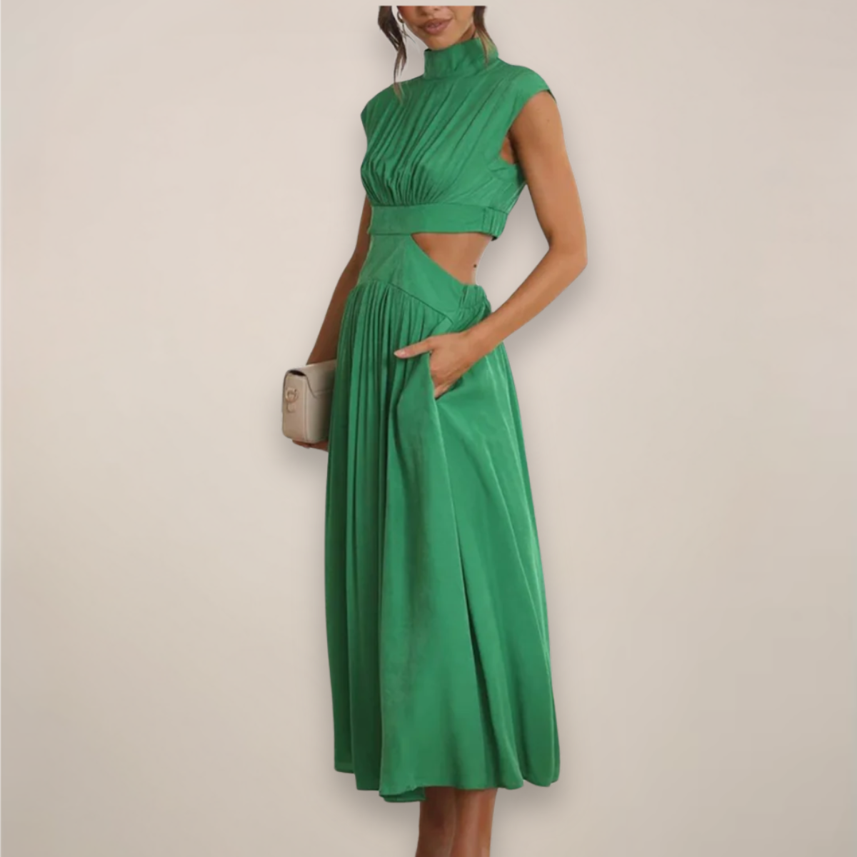 Chic Cap Sleeve Maxi Dress with Cut-Out Waist