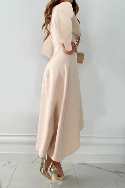 Chic V-Neck Midi Dress with Stylish Slit