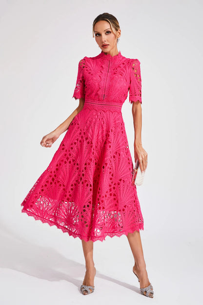 Chic Lace Midi Dress for Weddings & Events