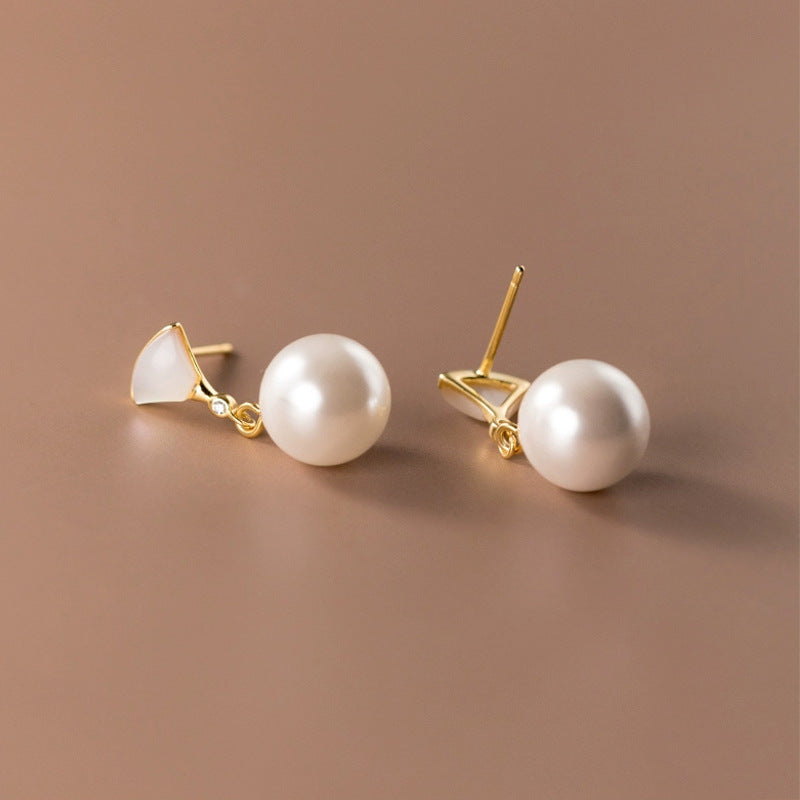 Vintage Silver Pearl Studs