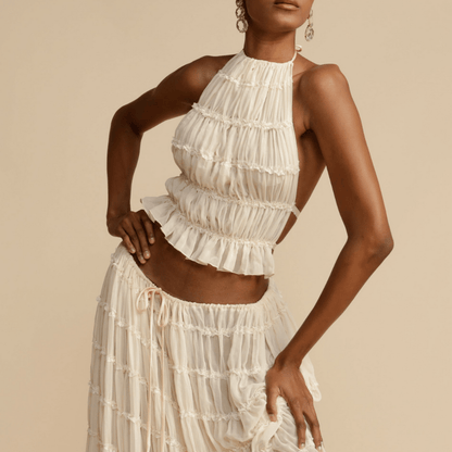 Chic Halter Top & Skirt Set for Stylish Occasions