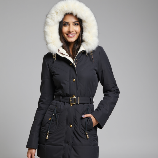 Chic Women's Winter Parka with Faux Fur Hood