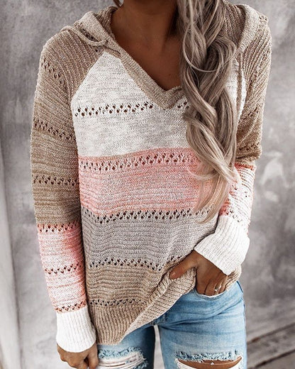 Chic Striped Knit Hoodie for All Occasions