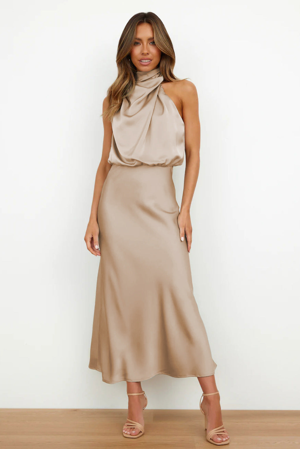 Wedding Guest Dress – Chic Satin Halter