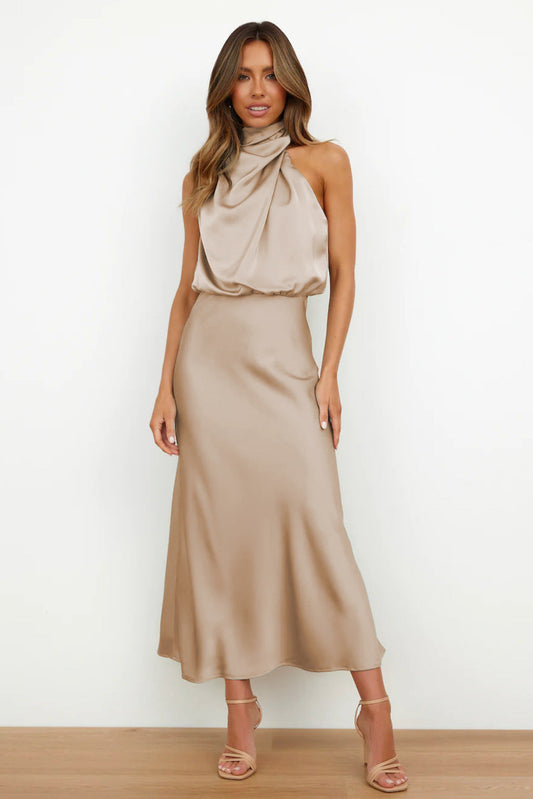 Wedding Guest Dress – Chic Satin Halter