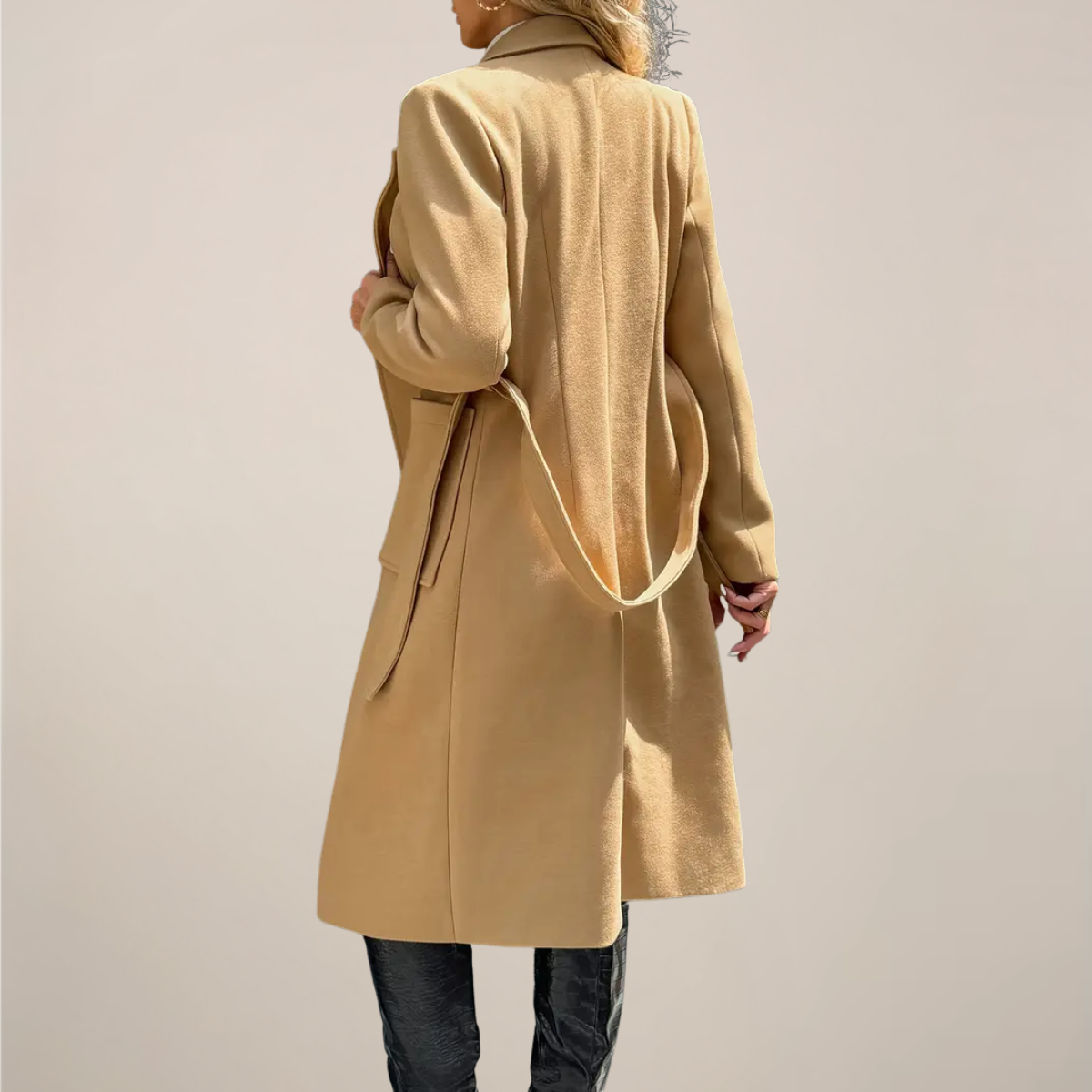 Chic Belted Long Coat for Fall & Winter Wear