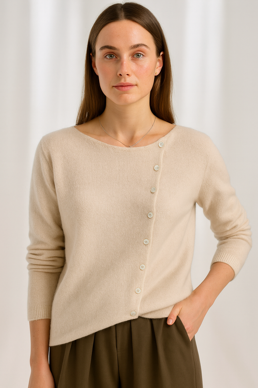 Asymmetric V-Neck Cardigan Sweater for Women