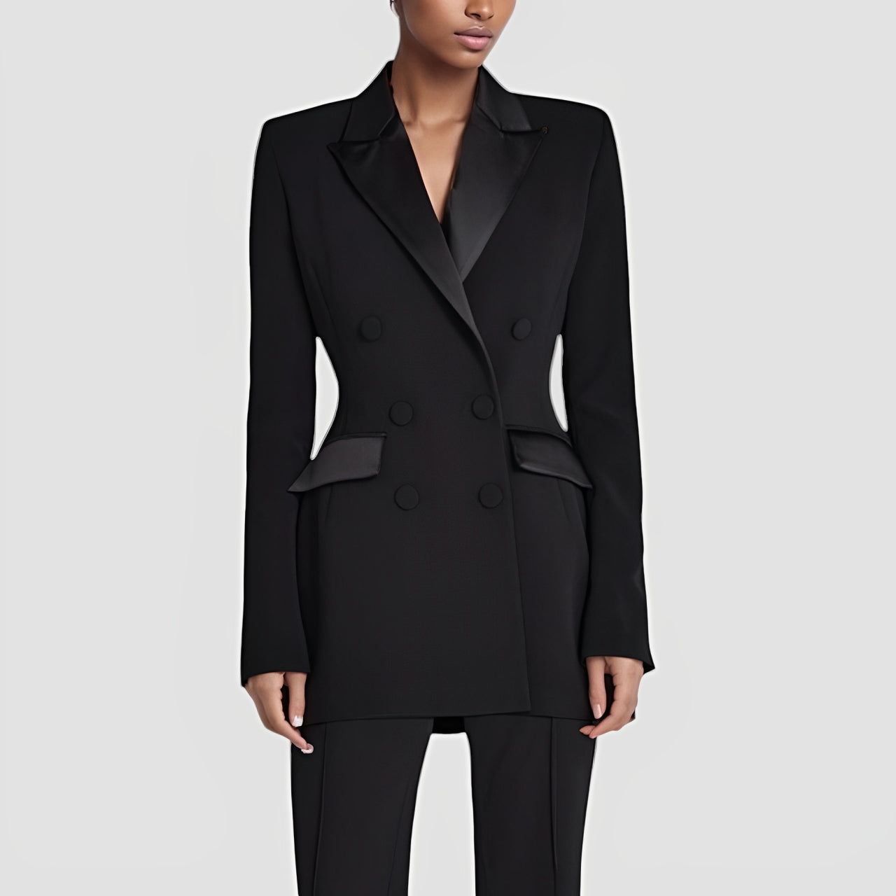 Chic Satin Lapel Blazer Dress for Work & Evening Wear