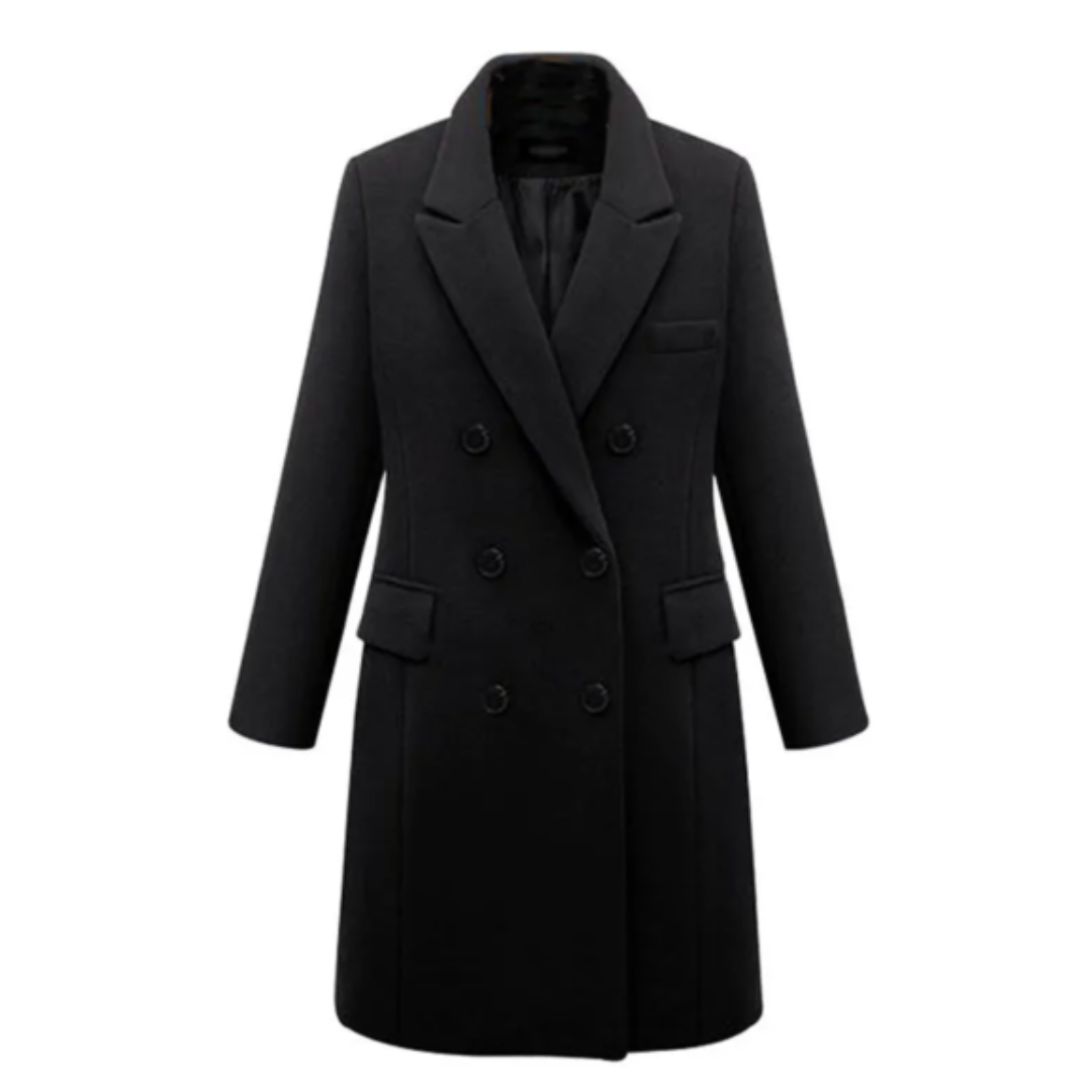 Chic Women's Double-Breasted Long Coat for Work and Events