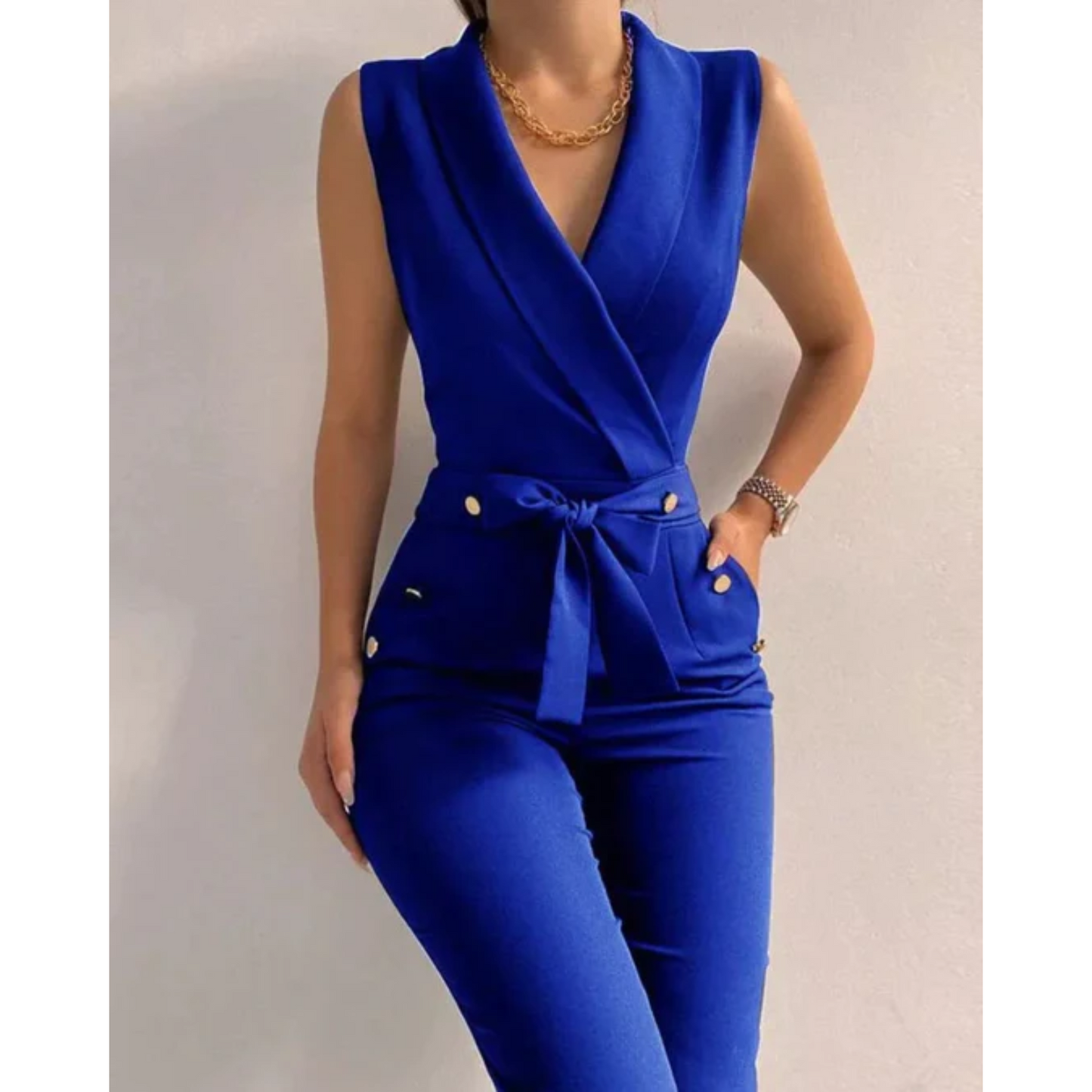 Chic Sleeveless V-Neck Jumpsuit for Special Occasions
