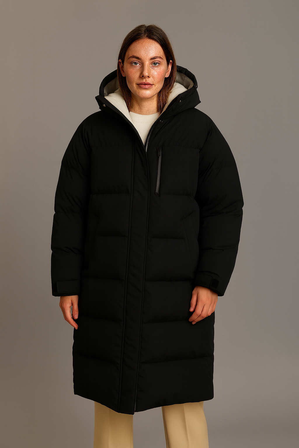 Women’s Hooded Longline Puffer Coat for Winter Adventures