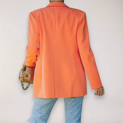 Chic Women's Oversized Blazer - Stylish Notched Lapel Jacket for Office and Evening Wear