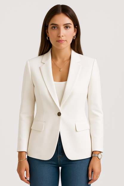 Chic White Blazer for Women - Stylish Slim Fit