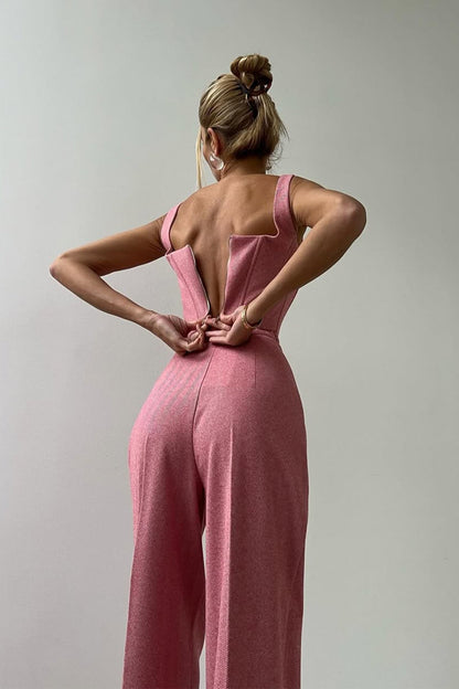 Chic Women's Three-Piece Suit: Blazer, Corset, Wide-Leg Trousers for Stylish Occasions