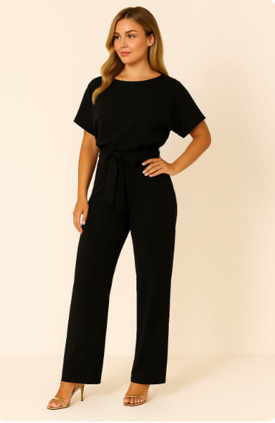 Chic Women's Short Sleeve Tie Ribbon Jumpsuit for Any Occasion