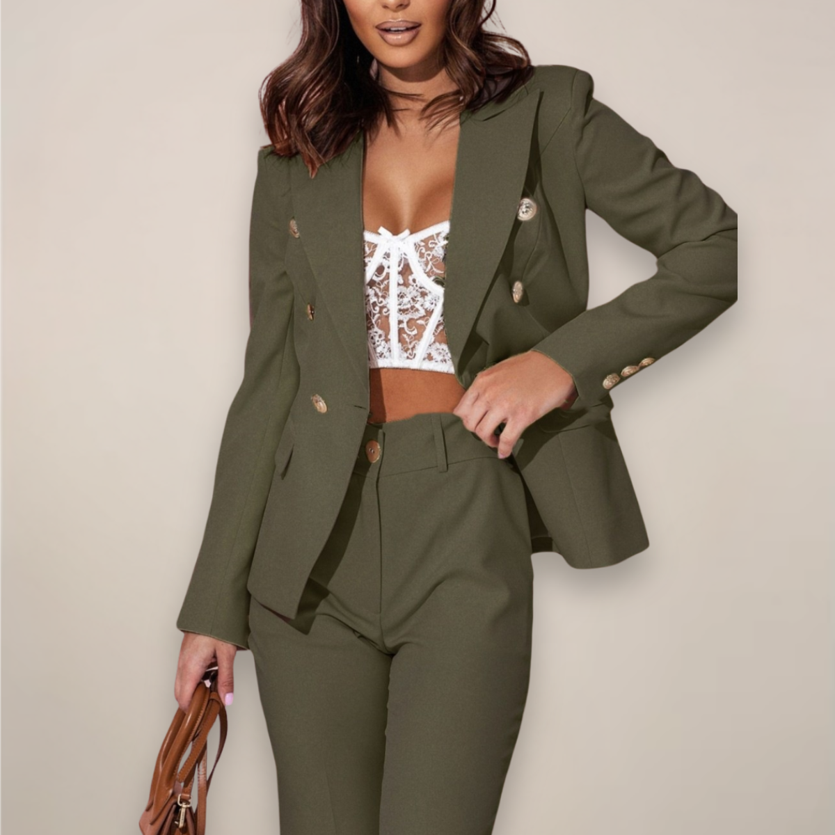 Chic Women's Two-Piece Blazer Suit for Office and Formal Events