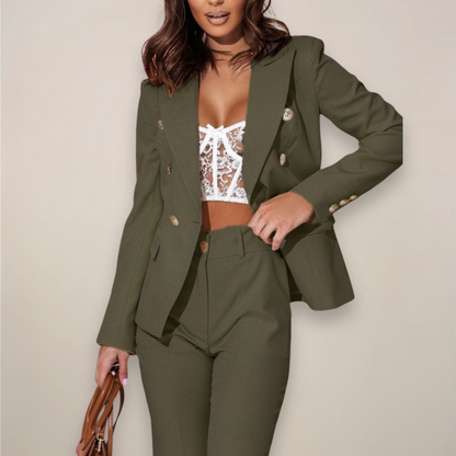Chic Women's Two-Piece Blazer Suit for Office and Formal Events
