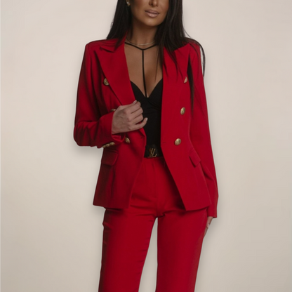 Chic Women's Two-Piece Blazer Suit for Office and Formal Events