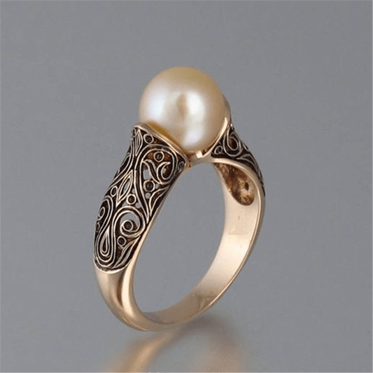 Timeless Gold Band Adorned with Vintage Pearls